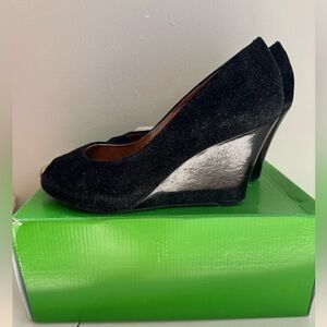 Lilly Pulitzer Black Suede Resort Chic Wedge